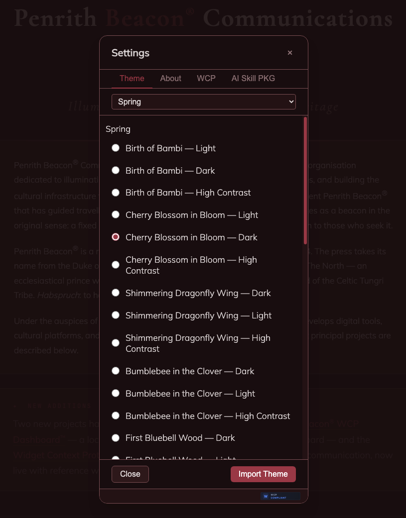 AI Skill Package site — dark theme active